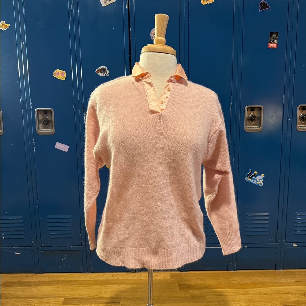 JEANNE PIERRE Vintage preppy Light Pink Women's Sweater lambswool angora blend